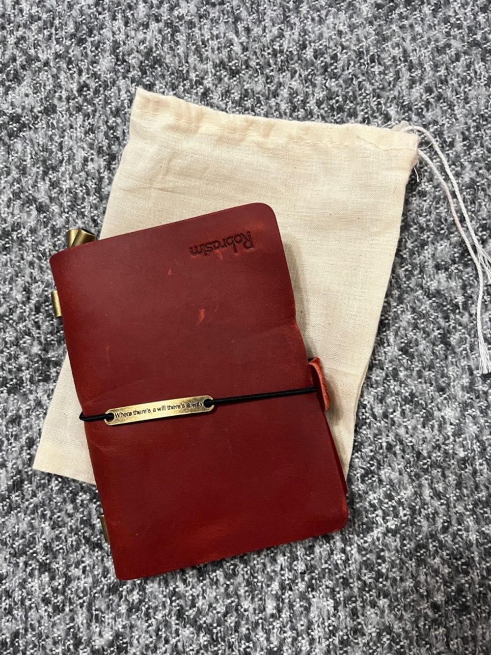 Red Leather Travel Journal Cover with Elastic Closure